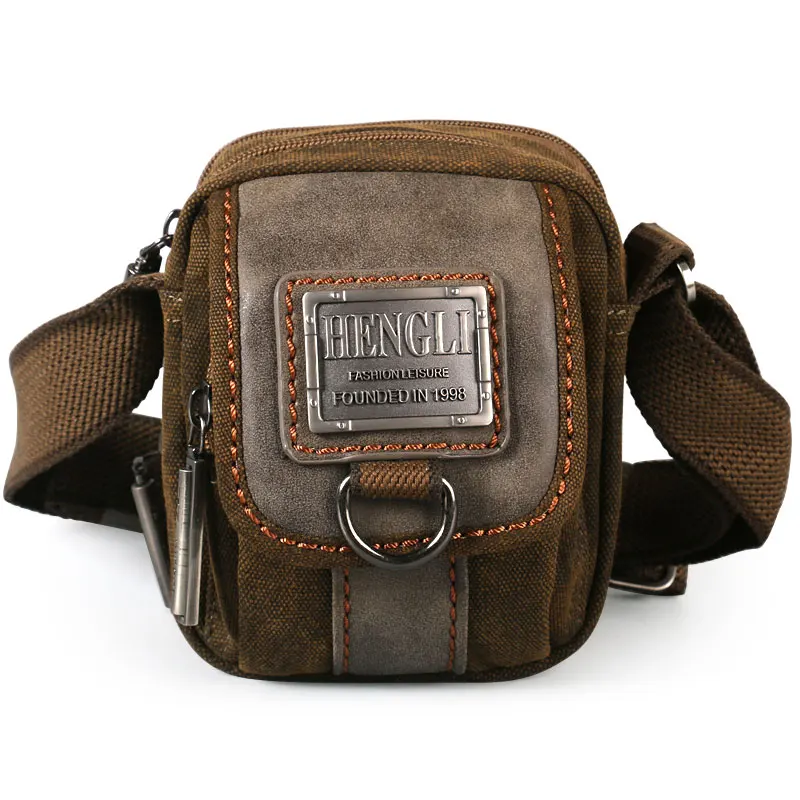 Vintage Canvas Shoulder Small Bag Men Teenage Boys Retro Outdoor Mountaineering Wear Resistance Cross Messenger Bags