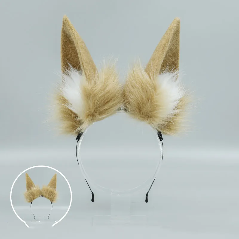 Kawaii Women Girls Halloween Simulation Fox Long Ears Head Band Cosplay Anime Plush Wolf Animal Ear KC Lolita Hair Accessories