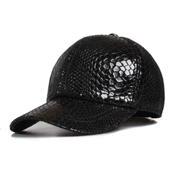 New 2022 Spring Men's Hats Classic Crocodile Pattern Baseball Real Leather Caps Spring Autumn Adjust Size Visor Cap Male Bone