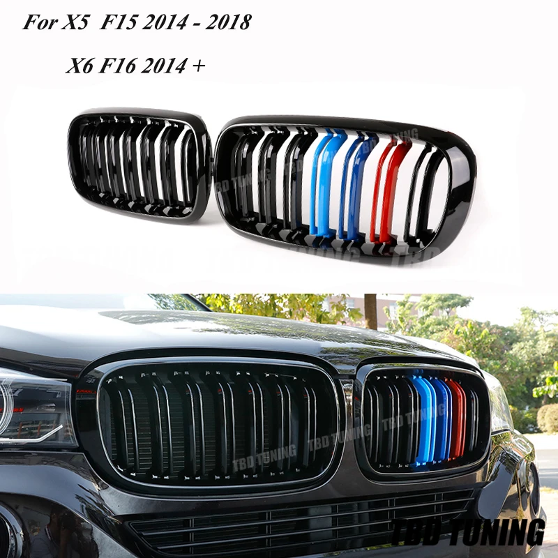 

Для BMW X5 F15 X5M F85 X6 F16 X6M F86 двойная планка передняя решетка три цвета передняя решетка 2014 2015 2016 2017 2018