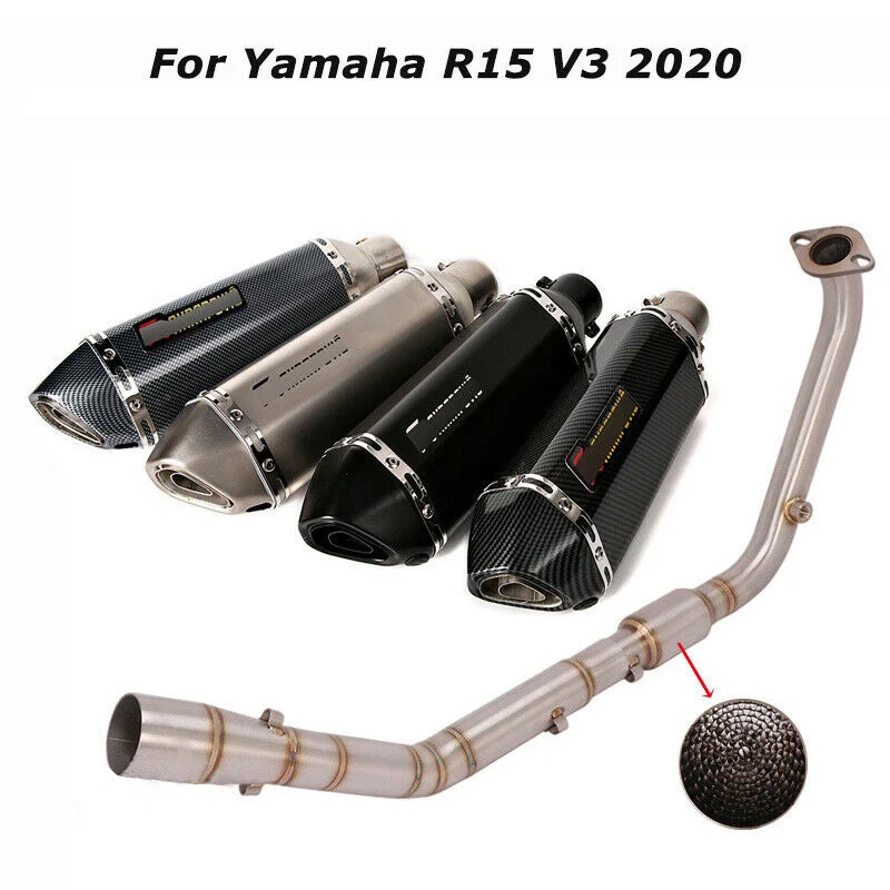 Motorcycle modified exhaust pipe front section half back pressure silencer for YAMAHA MT15 R15V3 full system