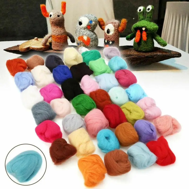 New Arrival 40 colors 3g/bag Felting Wool Fibre Felt Fabric Felt Craft Toys Felting Wool Handmade Felting Craft