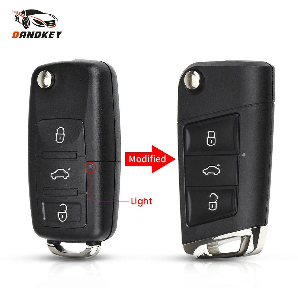 Dandkey For VW Volkswagen Golf Passat MK4 Seat Altea Alhambra Ibiza Modified 3 Buttons Flip Remote Car Key Case Shell Replace