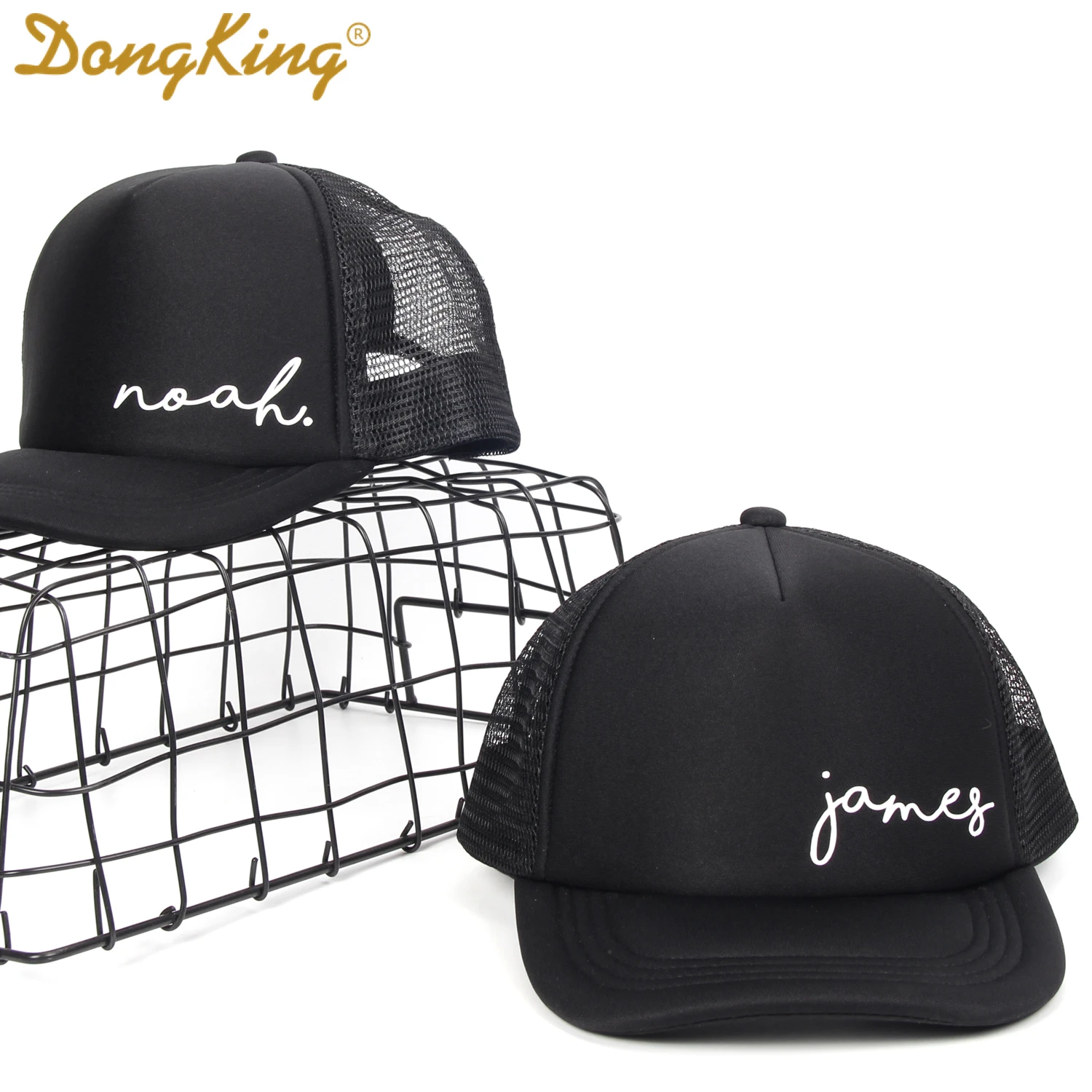 DongKing 2021 New Kid\'s Custom Name Mesh Trucker Hat Cap Design Snapback Personalized Child Adult 2 Sizes Cute Caps