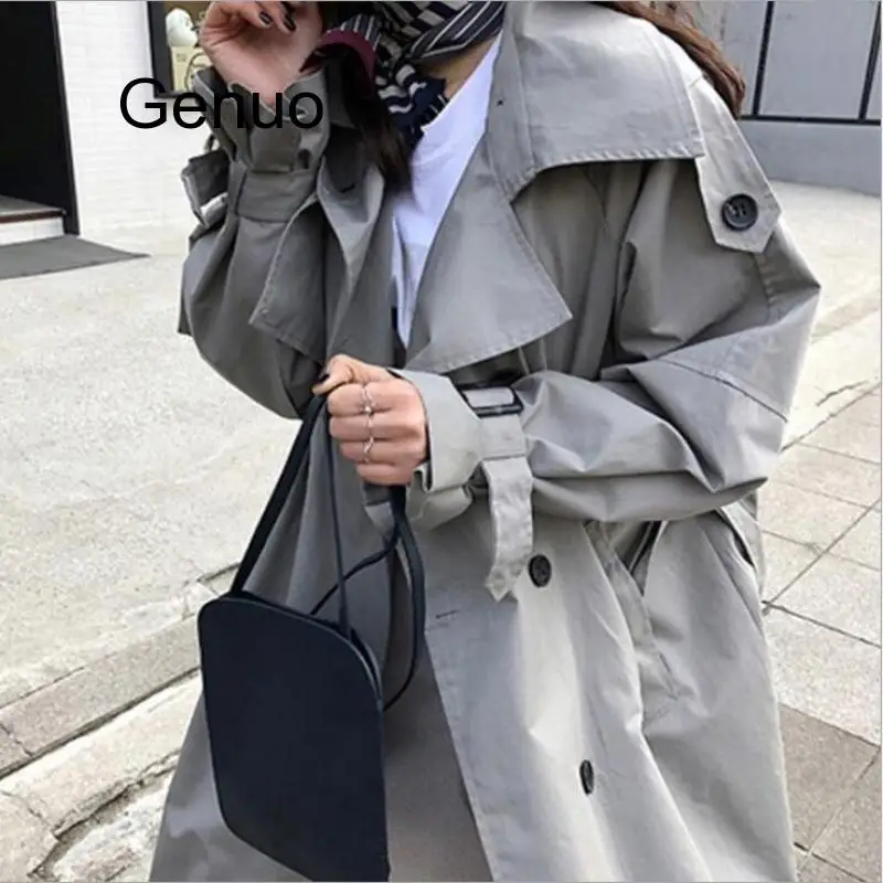 

Brand Famou Double Breasted Vintage Spring Autumn Outwear Mid-long Russian Trench Coat