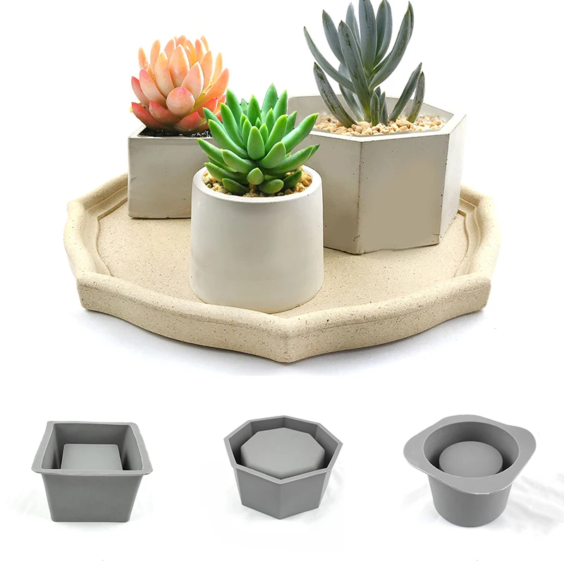 New Silicone Mold Mould Concrete Flower Pot Cement Mold Succulent Plant Pot Mold Concrete Planter Mould DIY Aromatherapy Plaster