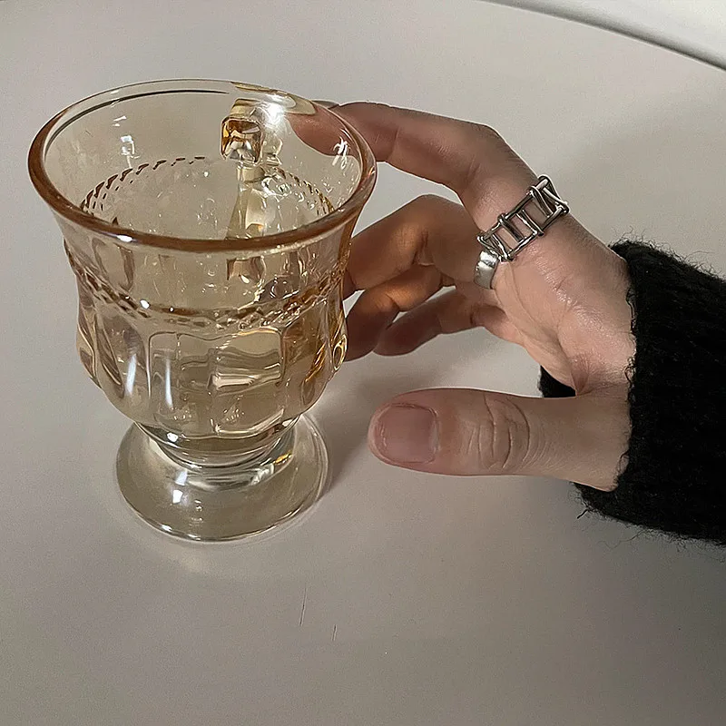 QMCOCOSilver Color Hollow Out Simple Rings For Women And Man INS Fashion Geometry Vintage Elegant Birthday Party Jewelry Gifts