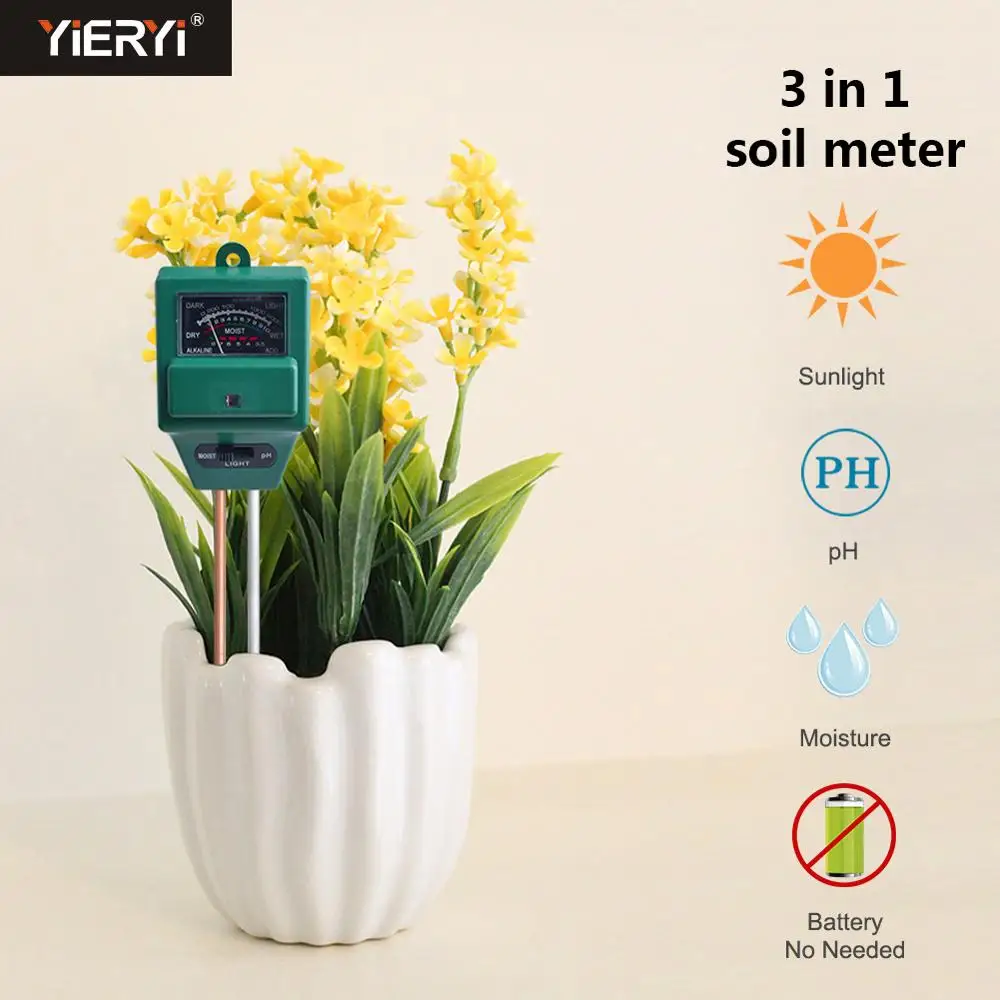 

3 in 1 Soil Moisture Meter Plant Flowers PH Tester Humidity Light Meter Hydroponics Analyzer Gardening Hygrometer