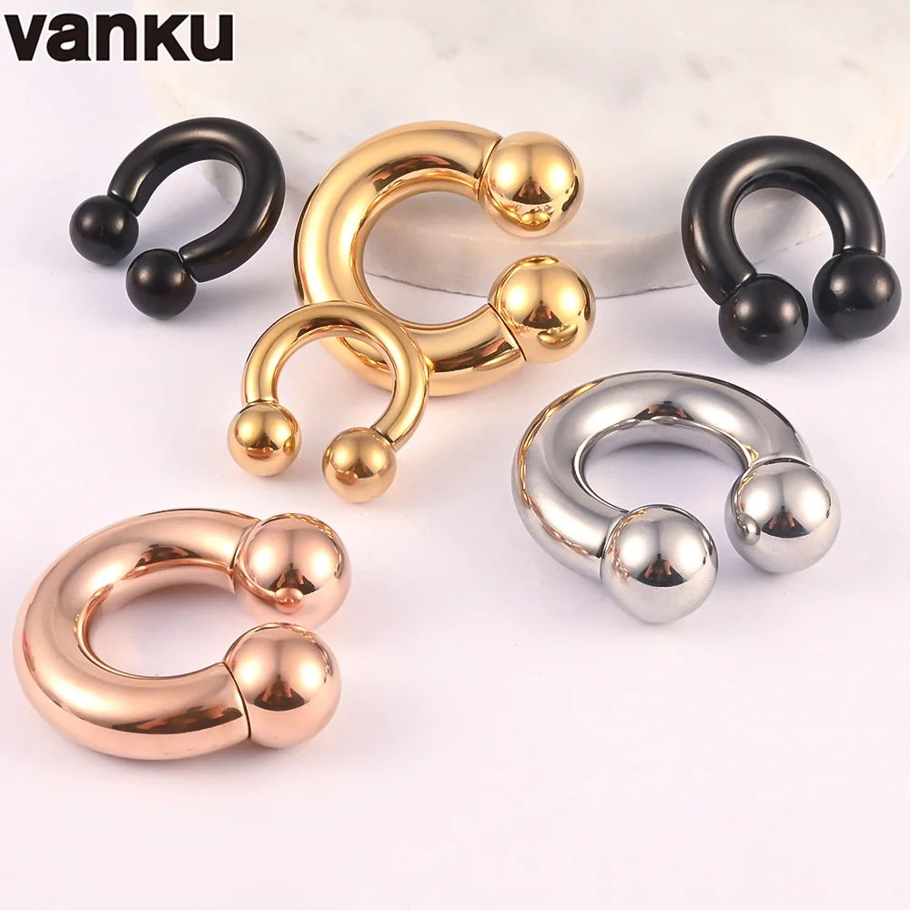 Vanku 1pcs Stainless Steel Ear Piercing Weights Stretcher Expander Ear Gauge BCR Ball U Shape Nose Septum Ring Jewelry