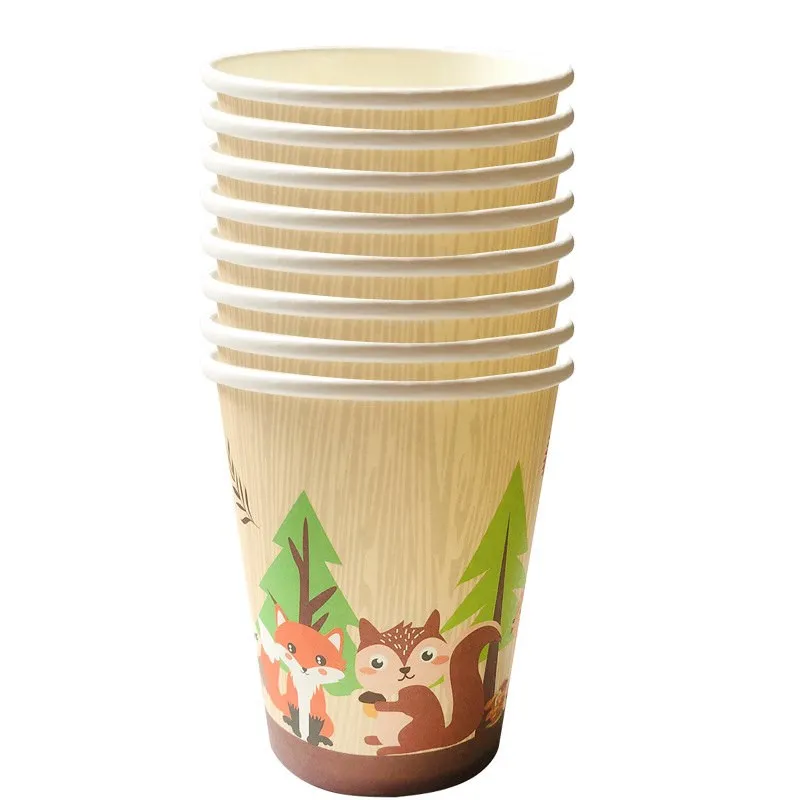 Woodland Animal Cake Toppers Jungle Forest Little Animal Paper Plates Cups For Kids Birthday Party Decorations Dessert Supplies view 4