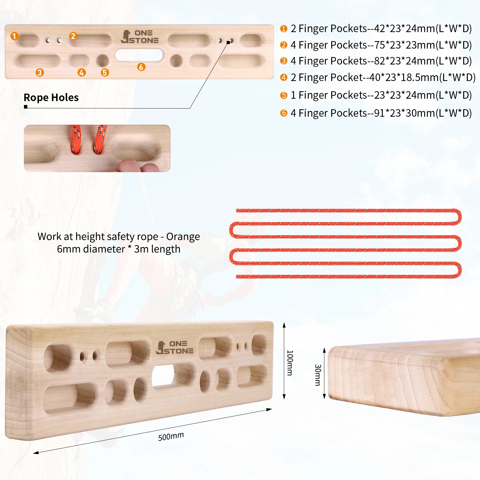 Multifunctional Hanging Wooden Finger Board, Enhance Finger Strength, Rock Climbing Lever, Pull-up Training