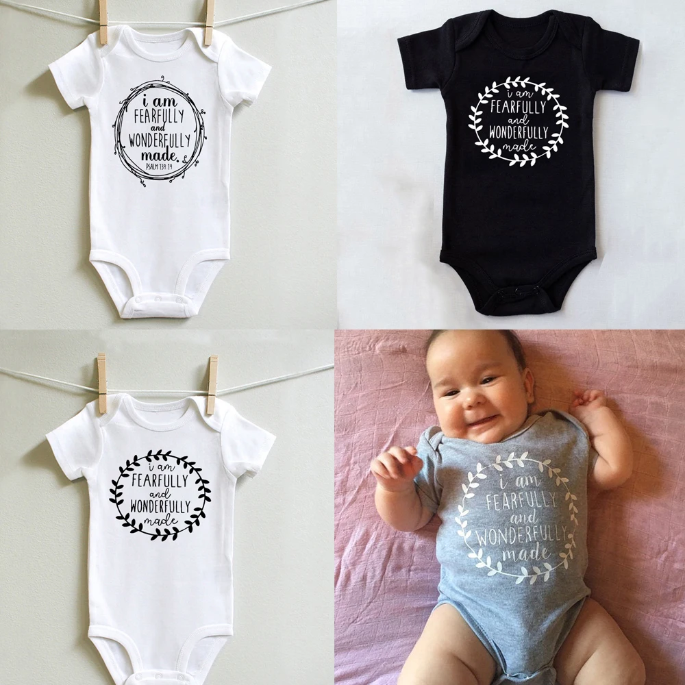 I'm Fearfully and Wonderfully Made Newborn Infant Baby Boy Girls Bodysuit Clothes Fashion Unisex Baby Jumpsuit 0-24M Drop Ship