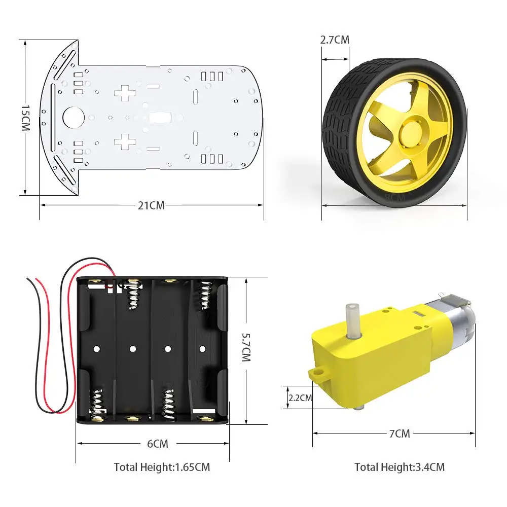 コネクテッドカースロットキット,2輪,高速エンコーダーバッテリーボックス,Arduino用超音波モジュール,安価