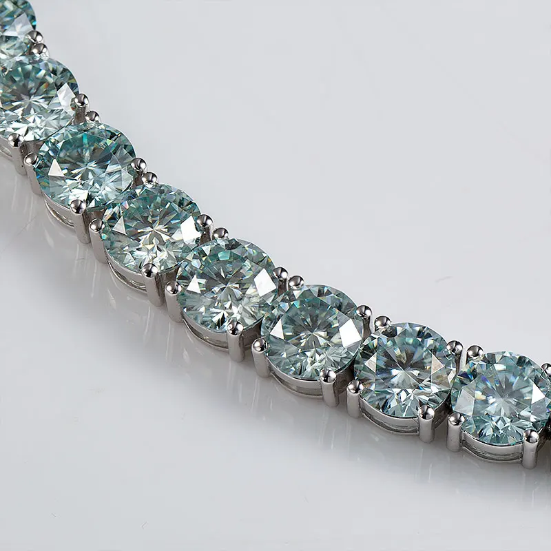 The 6.5mm blue moissanite 9K white gold bracelet moisanite jewelry кольца браслеты ьги с зеленным камнем