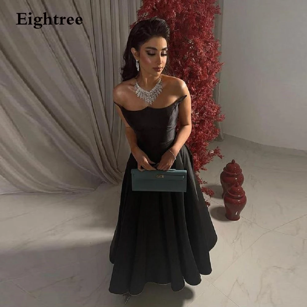 

Eightree Modern Black Short A Line Evening Dresses Sleeveless Party Gowns Sleeveless Strapless New Night Dress Robe de soiree