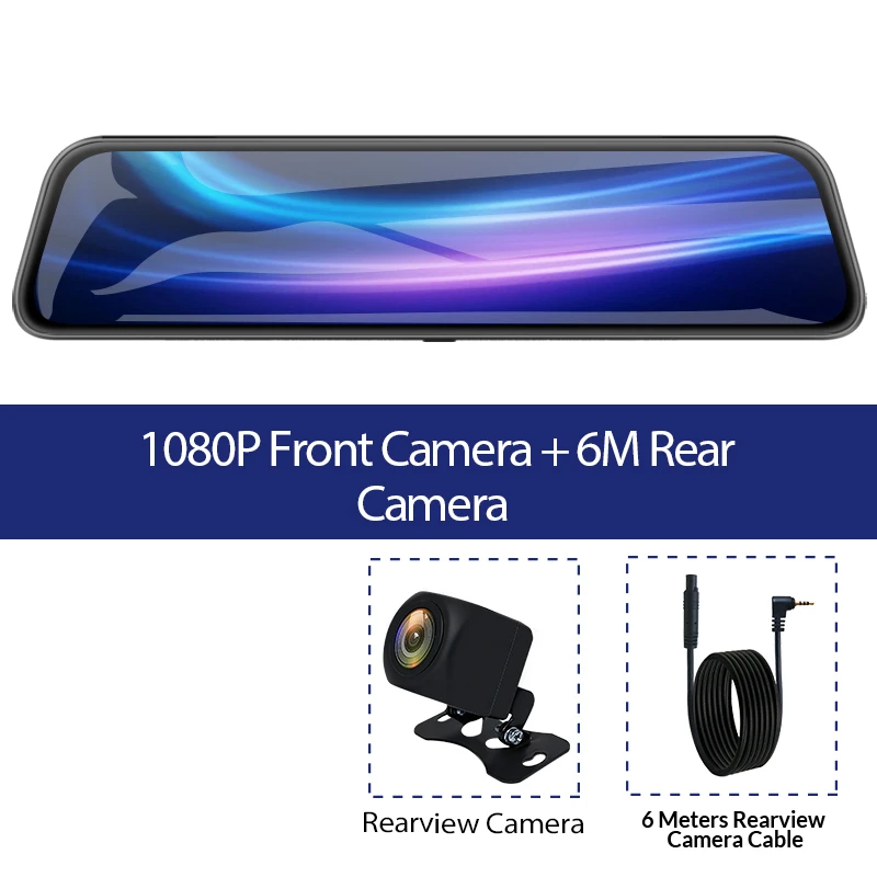 E-ACE 10 Zoll Auto DVR Spiegel Video Recorder 1080P Touchscreen Dashcam Für Auto Dual Objektiv Streaming Fahren recorder Dash Kamera