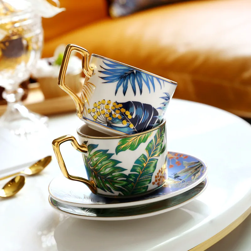 Tiger Leopard Porcelain Tea Cup and Saucer Sets, Turkish Coffee Cups, High Quality Ceramic, 220ml