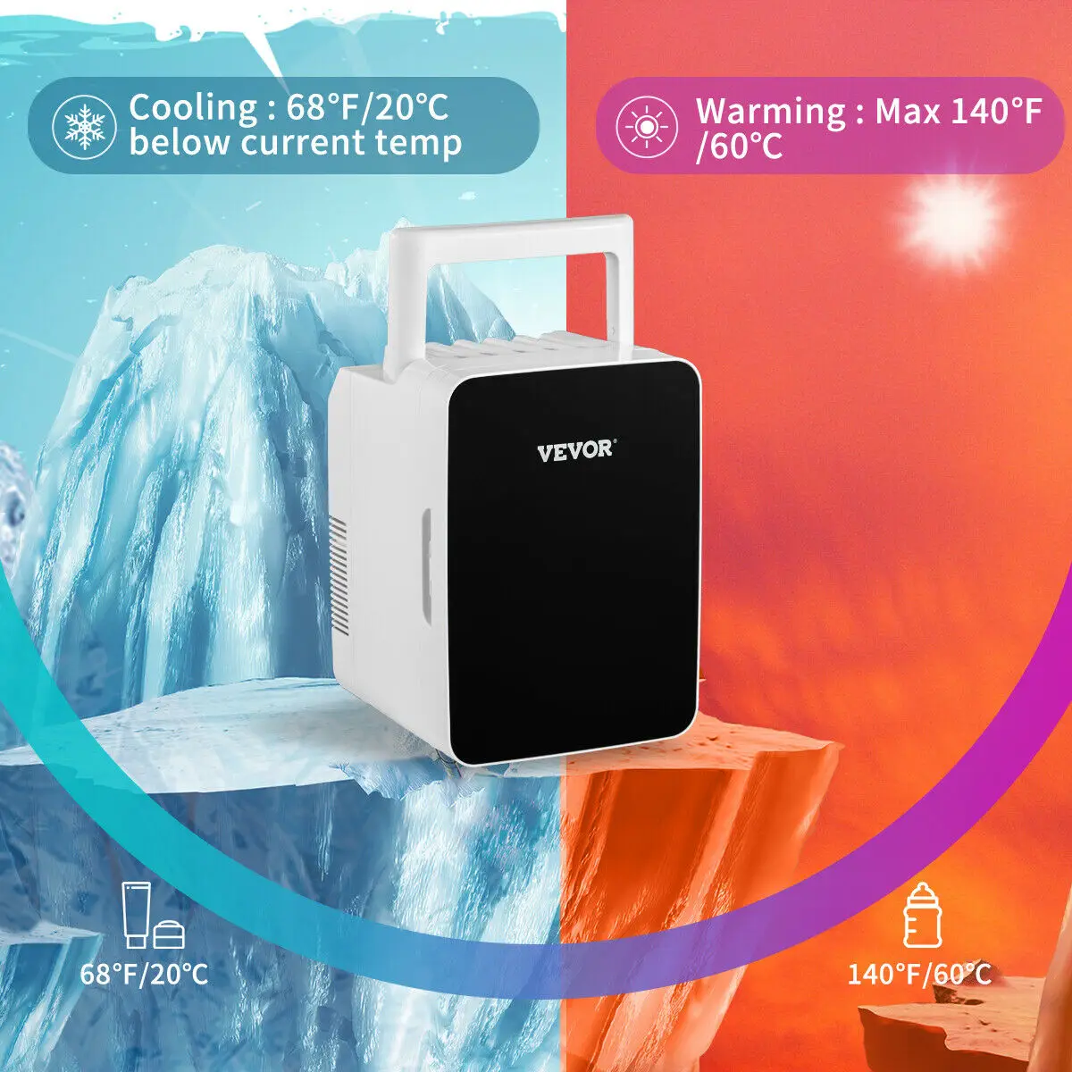 VEVOR – Mini réfrigérateur de voiture, 10l, 15l, refroidisseur et chauffe-eau, pour la maison et la voiture, pour les soins de la peau, les cosmétiques, les boissons
