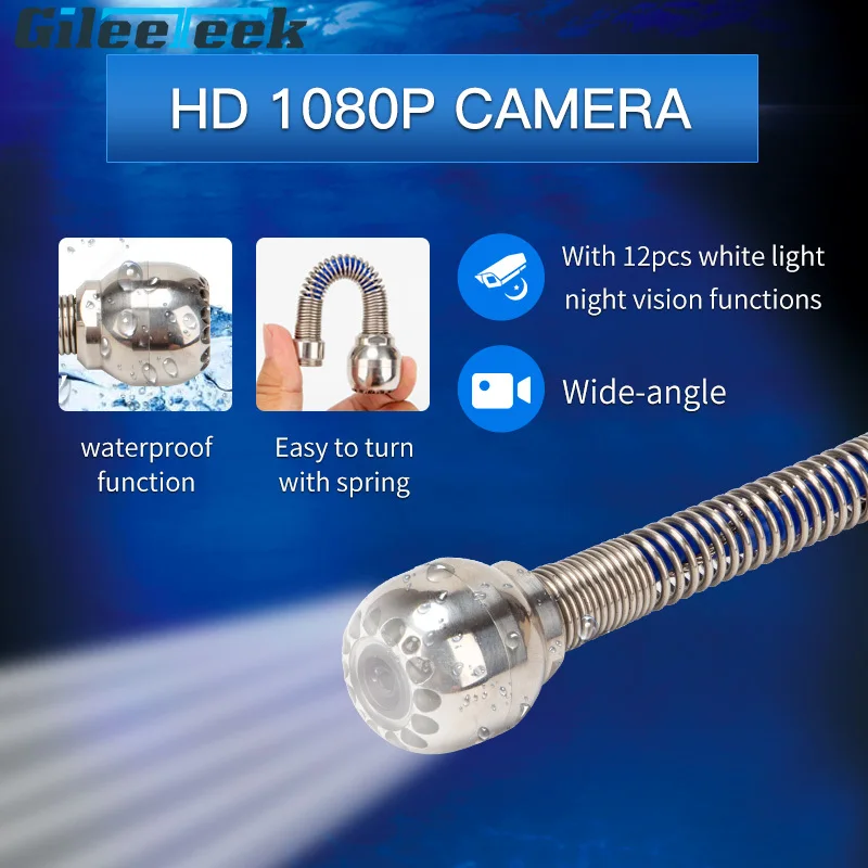 HD 1080P Camera Video Recorder H1L with 12PCS Night Vision Light Waterproof IP68 with DVR Video Pipe Inspection Equipment