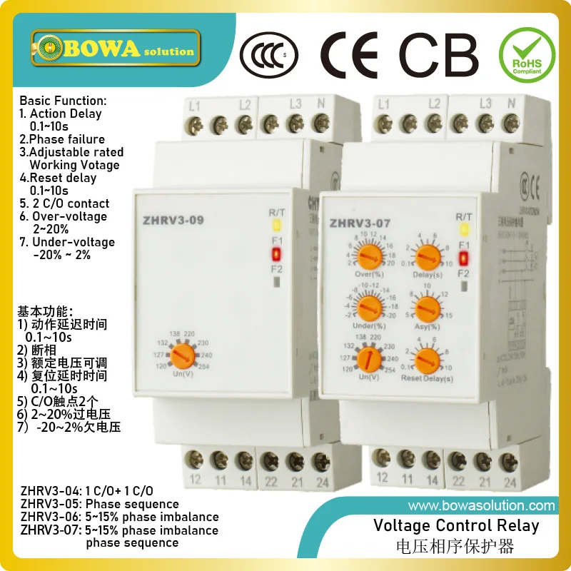 ZHRV3 adjutable voltage protector with action delay also has 