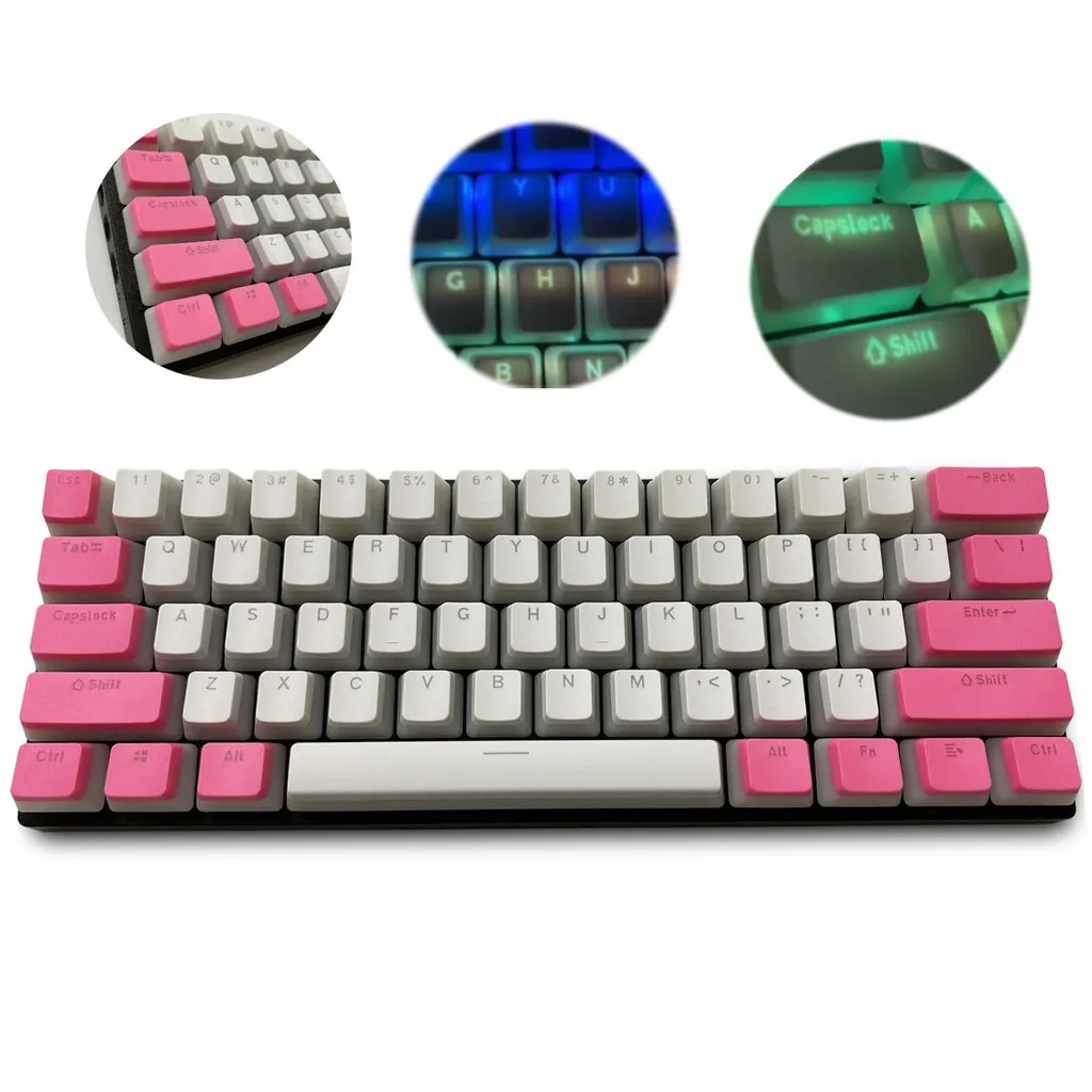 

Pink white pudding keycap 108 Double Shot PBT pudding keycap Ansi/ISO-Oem configuration 60%/87/104/108 switch backlit mechanical