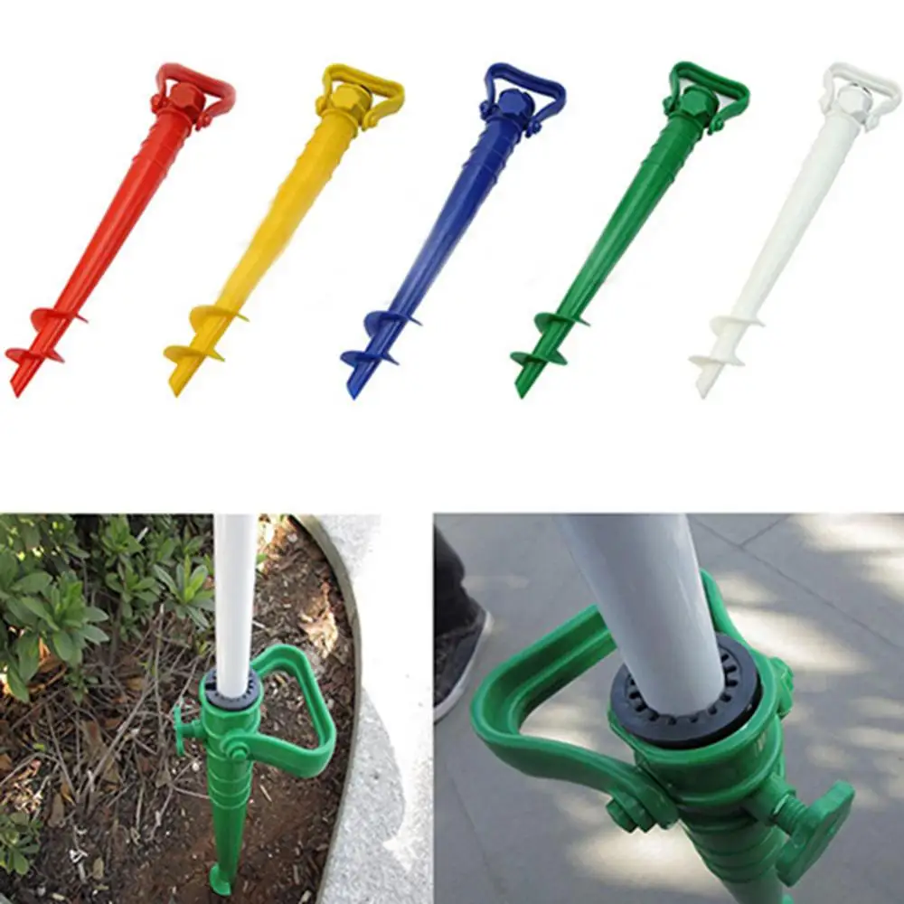 2021 New 1PC Sun Beach Umbrella Stand Spike Fishing Pole Patio Parasol Ground Anchors Rain Gear Spikes Plastic Auger Holder