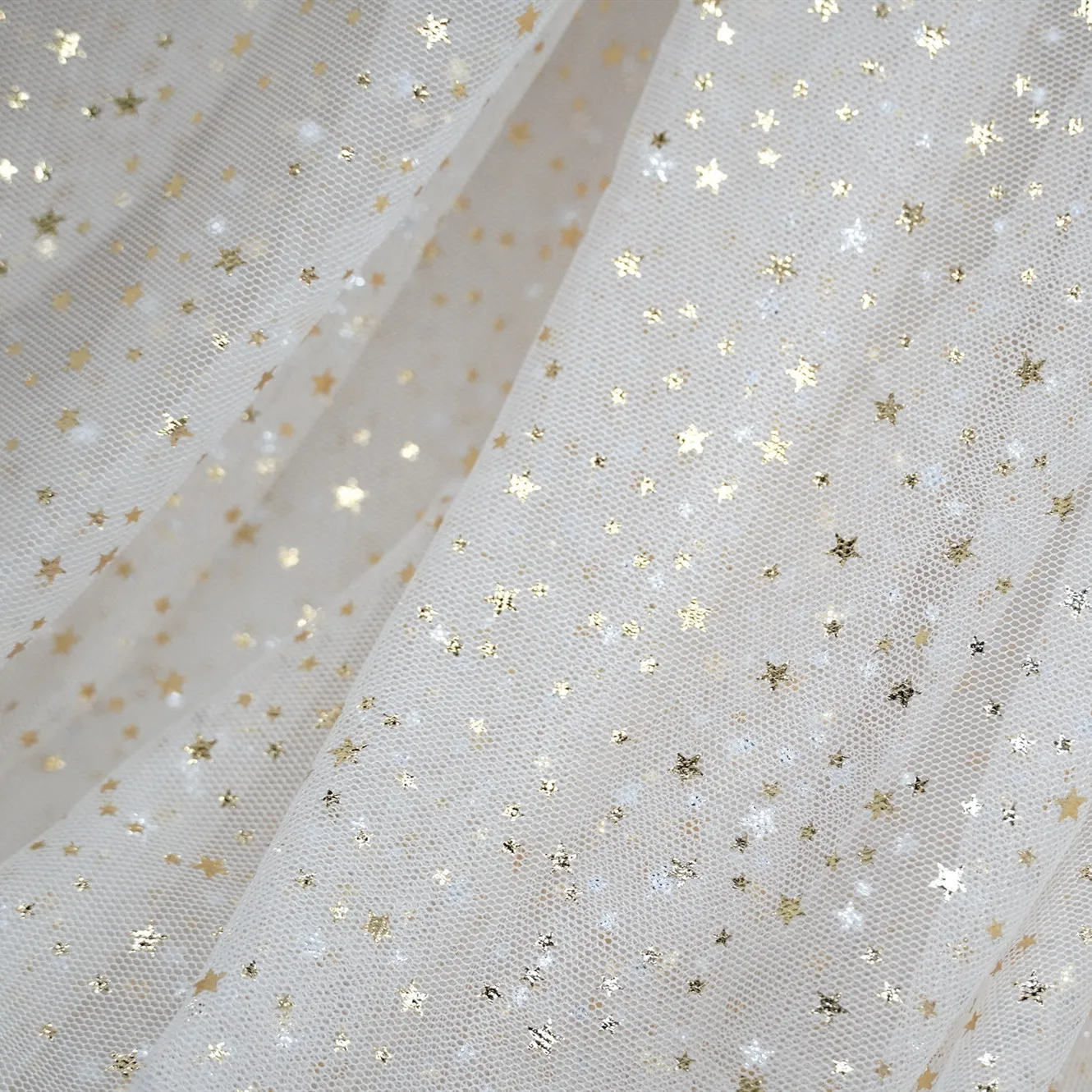 5 Yards Soft Airy Tulle Lace Fabric Print Gold Silver Star Mesh Gauze Fabric For Bridal Gown Dress Curtain Wedding Veil Tutu