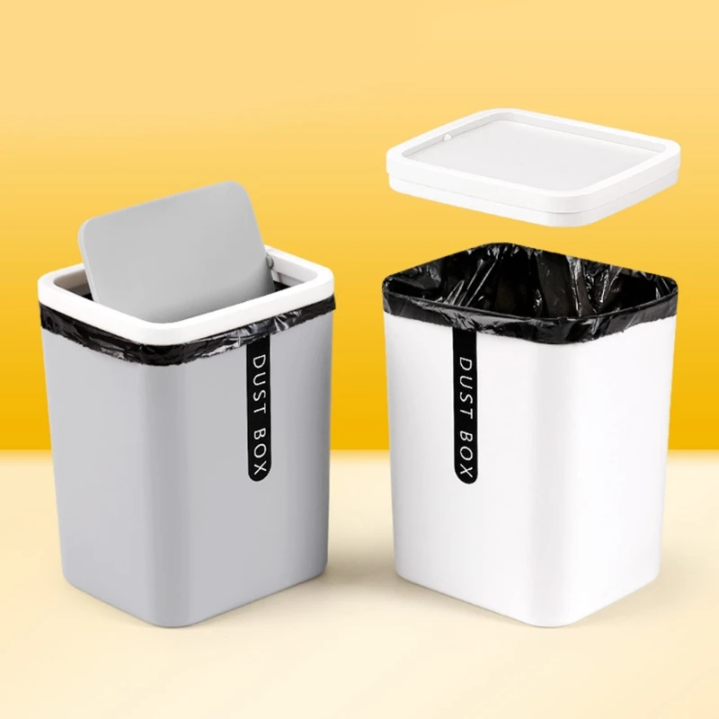 Creative Mini Desktop Trash Can Tabletop Plastic Waste Bin with Lid Countertop Garbage Basket Trashbox Home Office Desk