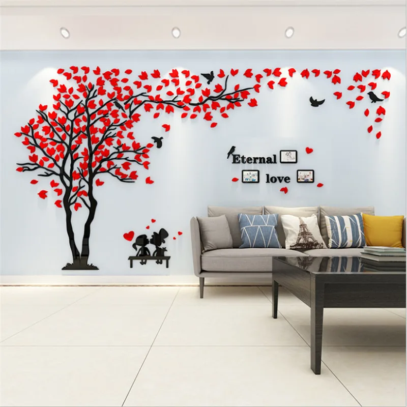 3D Acrylic Tree Wall Sticker DIY Art TV Background Wallpaper Self-adhesive Mirror Photo Frame Family Photo Wall Decal Home Decor