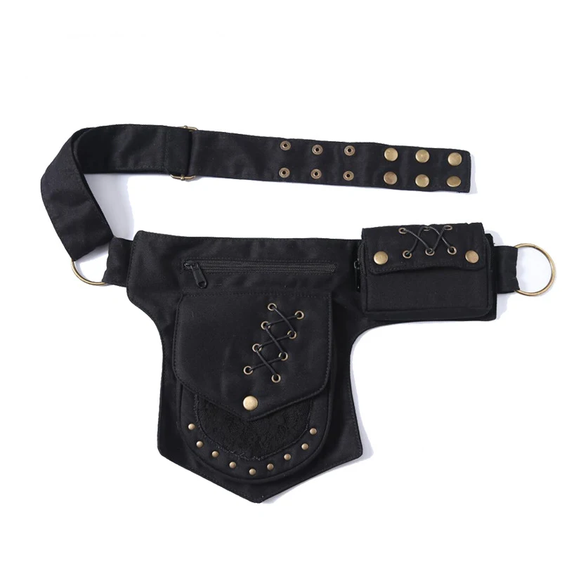 Vintage Unisex piterek multi-kieszenie talii torba płótno Hip nerka kobiet torba na klatkę piersiowa czeski noga telefon torba