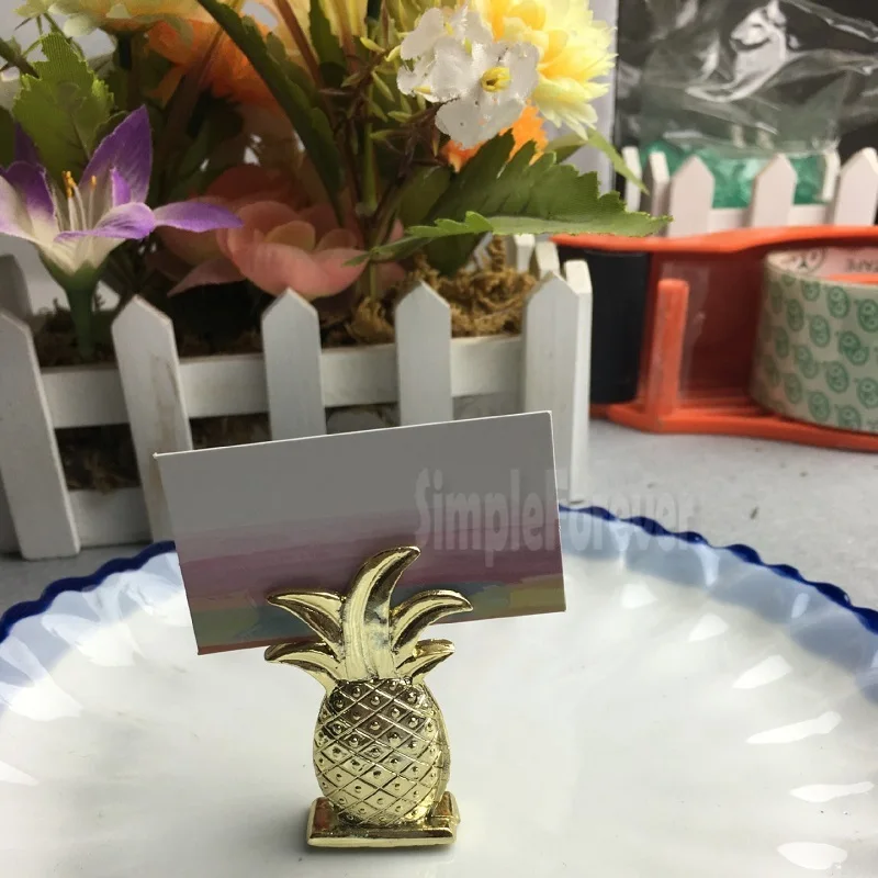 100pcs/lot Free Shipping Wedding Favors Gold Pineapple Place Card Holder Party Favors