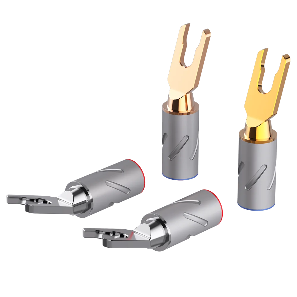 Monosaudio S900 Pure Copper Gold Rhodium Speaker Y Spade Connector AMP Banana Plug Fork Speaker Plug Hifi Audio DIY Screw Lock