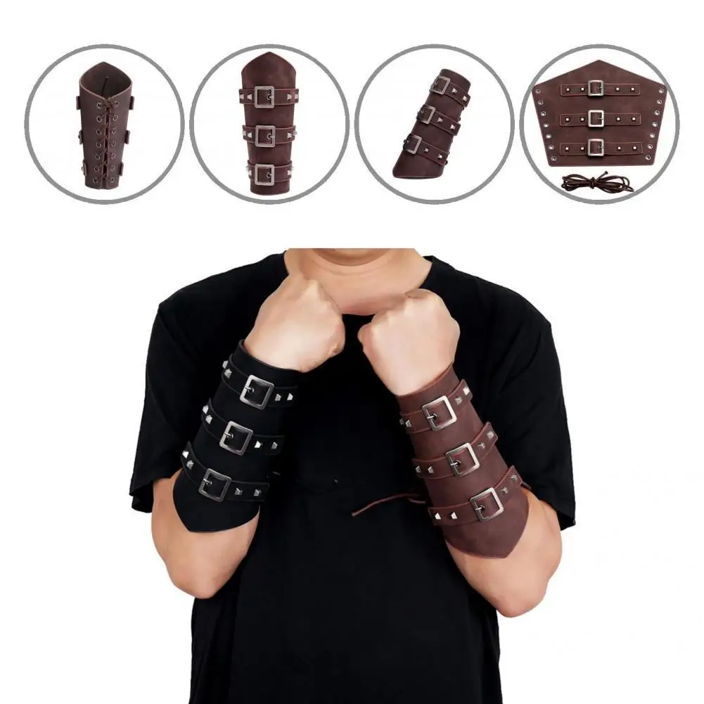 Imagem -06 - Braçadeira de Couro do Punk Largos Arm Guard Viking Bracer Gauntlet Pulseira