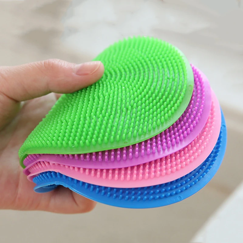 1Pc Multifunctional Silicone Brush Kitchen Dishwashing Brushes Silicone Mat Sourcing Pad Fruit Vegetable Pot Bowl Cleaning Brush