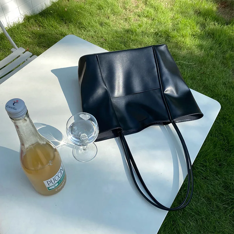 Casual Big Women totes designerskie damskie torby na ramię miękka torba kompozytowa ze skóry pu torebki damskie i torebki o dużej pojemności Czarny