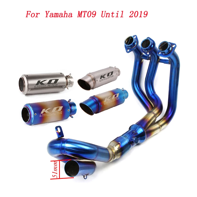 Slip On Motorcycle Exhaust Head Link Pipe And 51mm Muffler Stainless Steel Exhaust System For Yamaha MT09 Until 2019