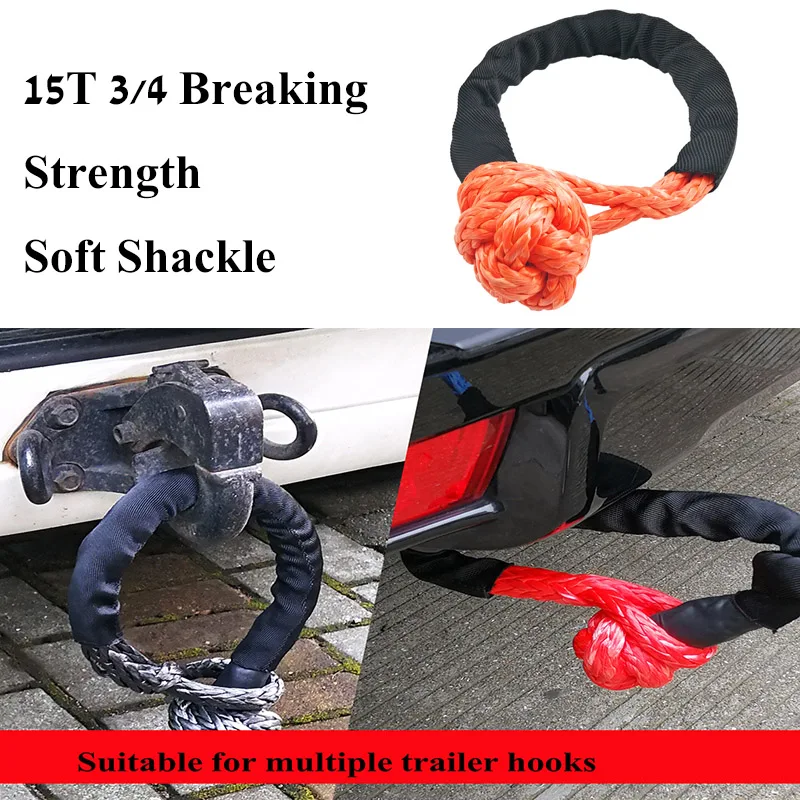 

15T 3/4 Breaking Strength Soft Shackle Shackle With Sleeve for Jeep Offroad Accessories Towing Ropes Recovery Kits