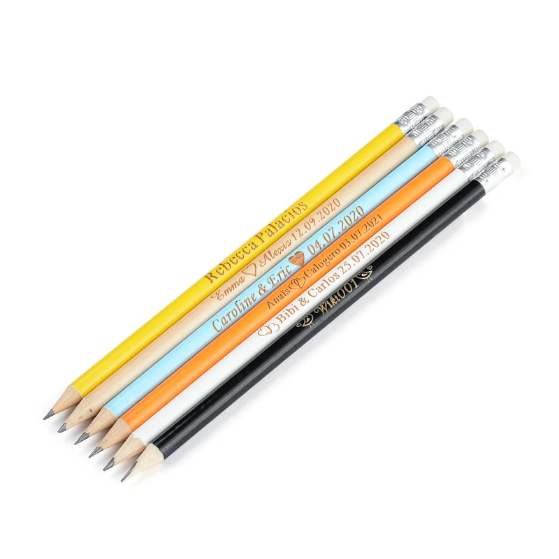 

50PCS Personalized Engraved Wooden Wood Pencils With Rubber For Wedding Gift Favors Baby Shower Party Decor Customized Logo