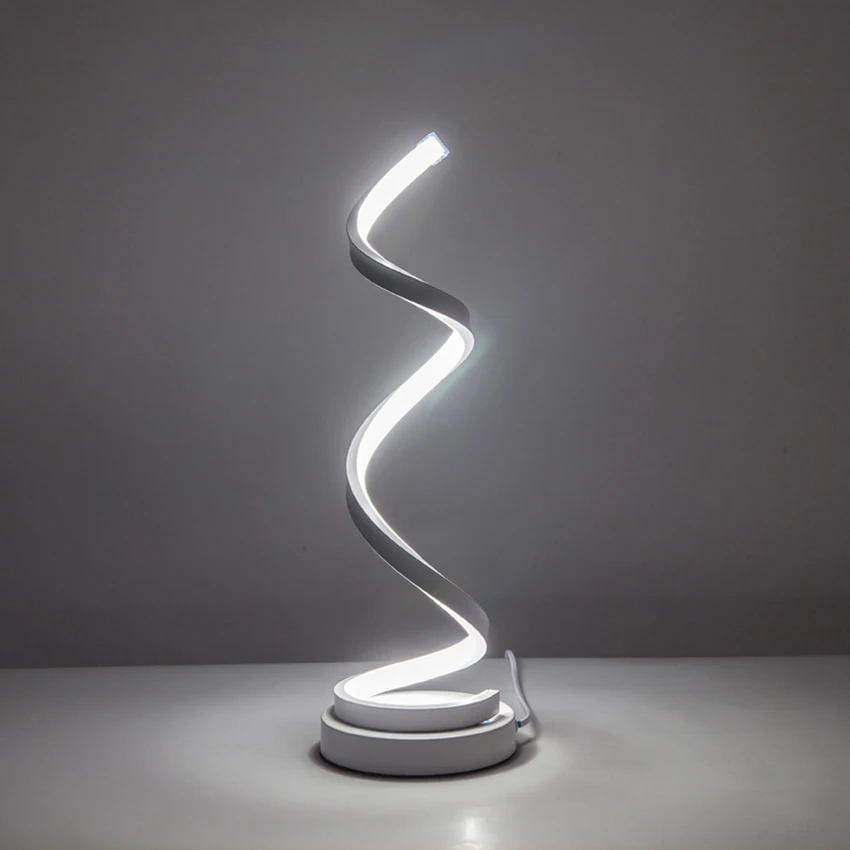 Acrylic Spiral LED Desk Lamp, Table Lamp with Contemporary Design, White,Warm or Neutral Light, Bedroom Study, Bedside Lamp, 20W