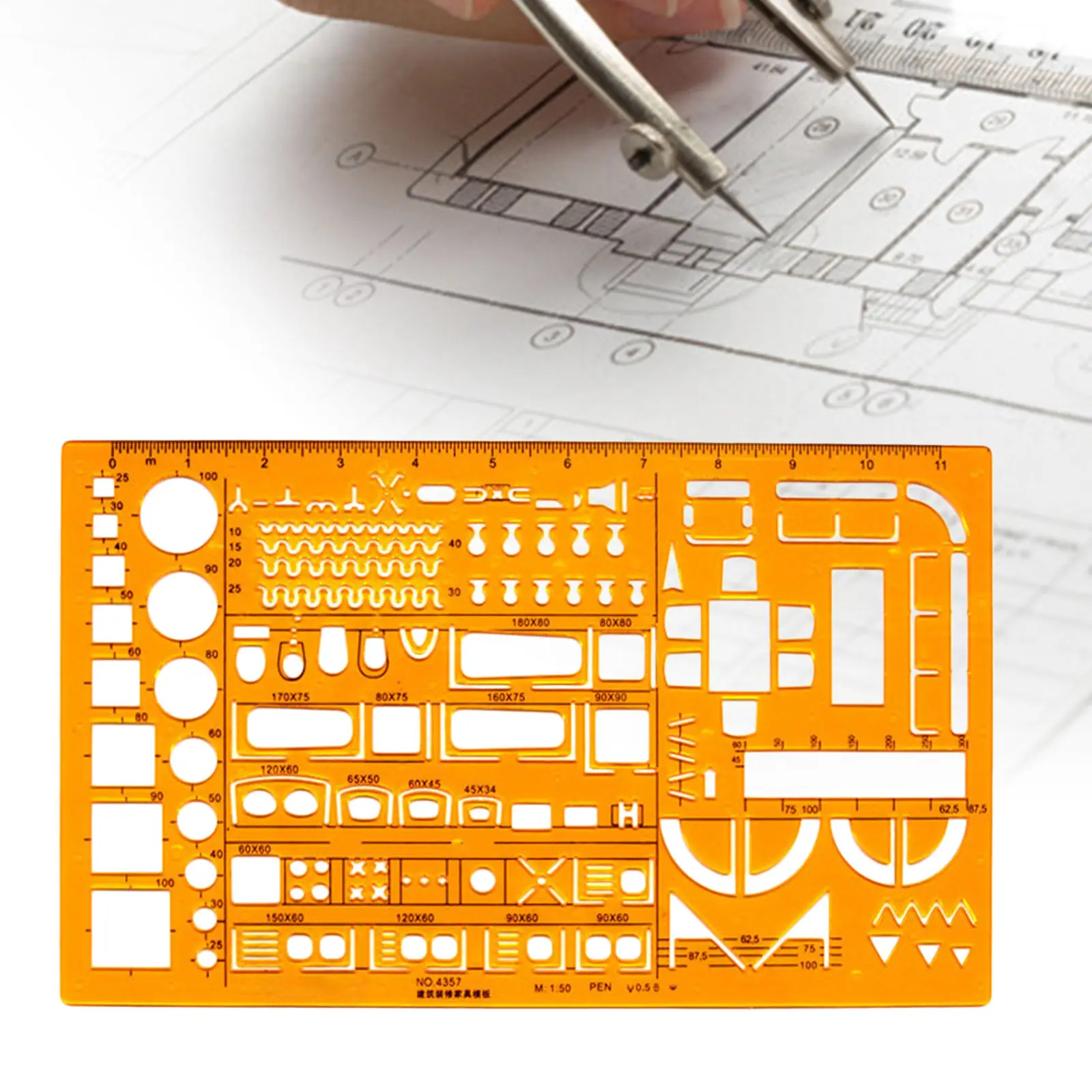Шаблоны масштаба 1:50 линейка архитектура измеритель дренажа трафарет для мебели Рисование здания дизайн интерьера план дома