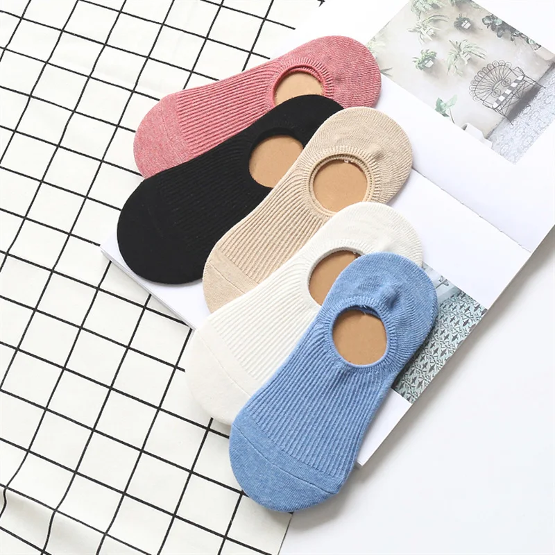 Women Silicone non-slip invisible Socks Solid Color Mesh Ankle Boat Female Fashion Cotton Breathable Soft Slipper No show Socks