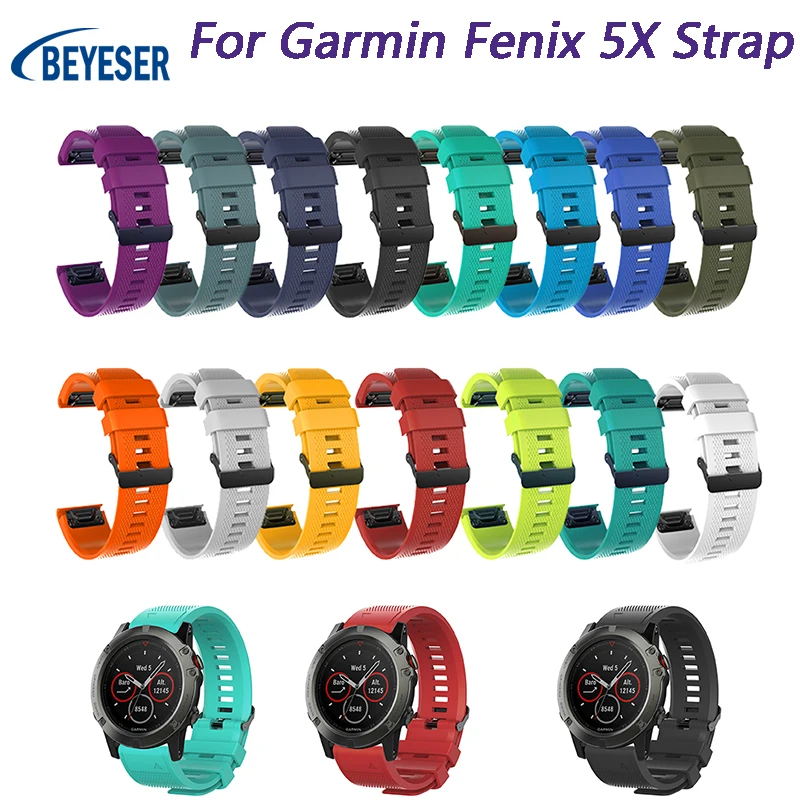 26mm For Garmin Fenix 5X Watchband  Watch Quick Releasement Silicone Easy Fit Wrist Band Watch Bands