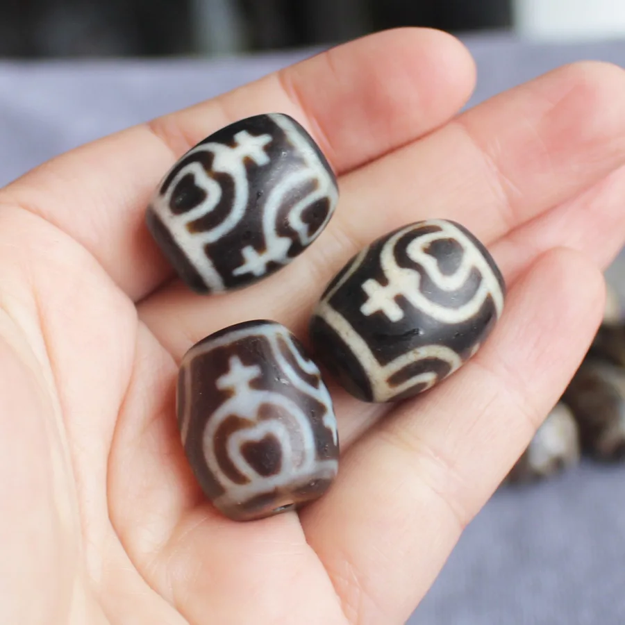 1pcs , 15-22mm, ,Tibet Dzi Agates Drum shape Beads , Many Patterns , Jewelry Making Beads