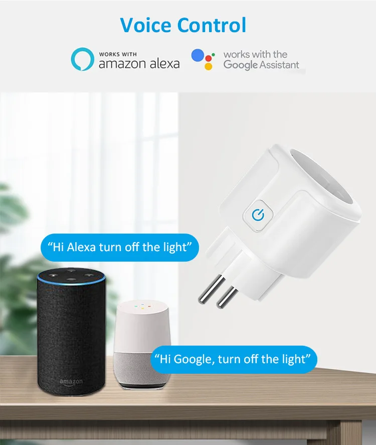 قابس الطاقة الذكي Wifi ، الاتحاد الأوروبي ، المنزل الذكي ، مقبس لاسلكي ، يعمل مع Alexa و Google Home
