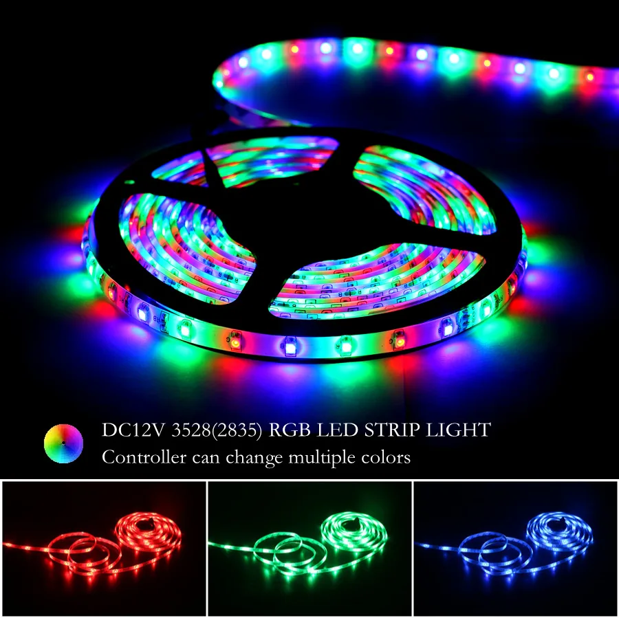 RGB Led Strip 2835 Tape DC PC 12 V Volt LedStrip Rope lights Stripe Ribbon Waterproof 5M 12V DC 60LED/M RGB Lamp Diode Flexible