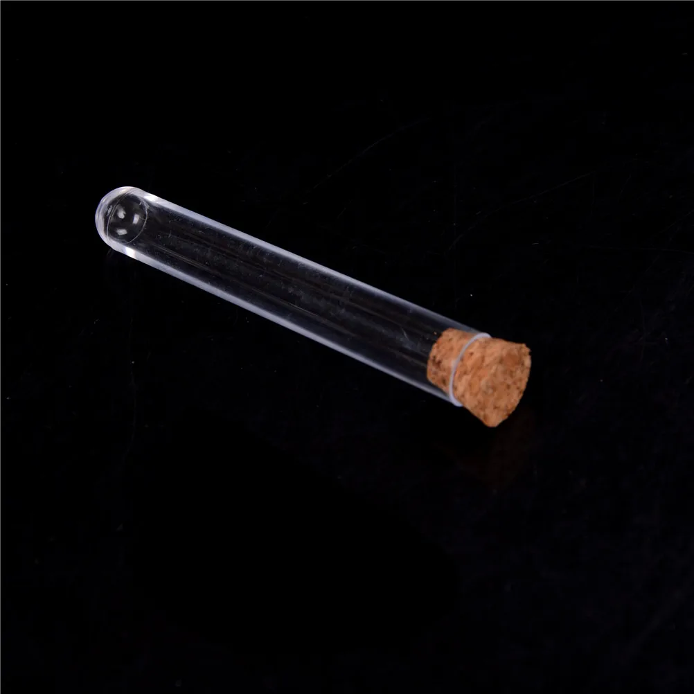 10pcs 12*75mm Plastic Test Tube With Cork 3-inch 20ml Clear Lab Experiment Favor Gift Tube refillable Bottle