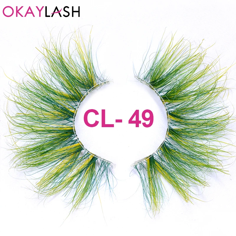 OKAYLASH 25mm 27mm Newest Style Long Siberian Dramatic Colored Rainbow Eyelashes for Party Makeup Holiday with Wholesale Price