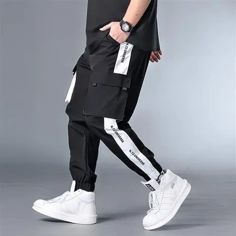 Large Plus Size 5XL 6XL 7XL Mens Cargo Pants Female Splice Drawstring Boys Loose Man Harem Pants Slacks Large Cropped Trousers