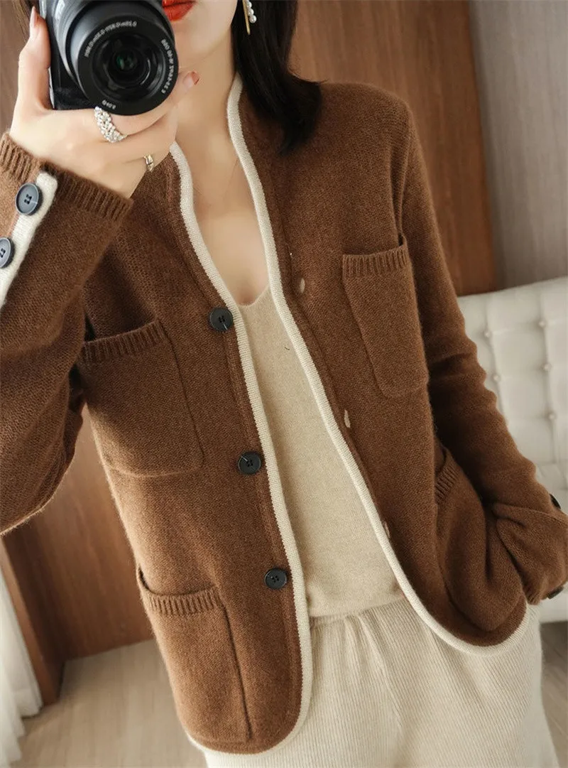 High Quality Women Paneled Button Coat 2022 Female Autumn New Cardigan Jacket Women Loose Outer Wear Fashion Knitting Sweater A