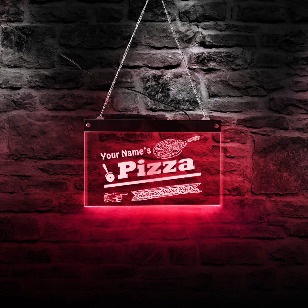 Authentic Italian Pizza LED Display Board Pizzeria Multi Colors Lights Indoor Open Sign Business Custom Name Neon Signs